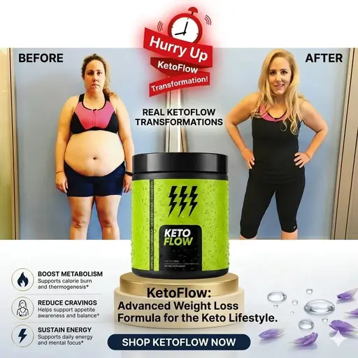 KetoFlow before and after transformation - keto weight loss results with drinkable BHB ketone formula
